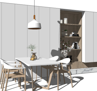 817 现代风格客厅餐厅桌椅壁柜电视机